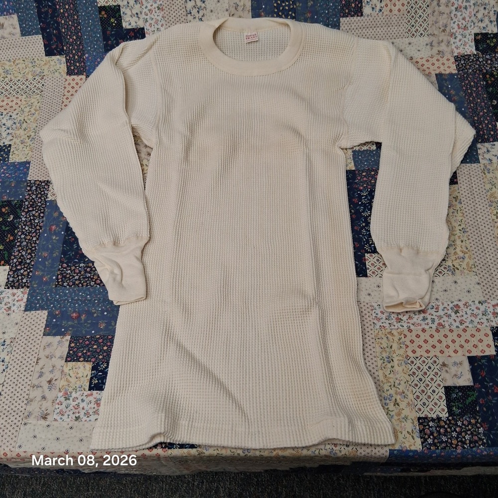 Vintage 60s Sears Deadstock Thermal Medium Weight Waffle Knit Long Sleeve Shirt
